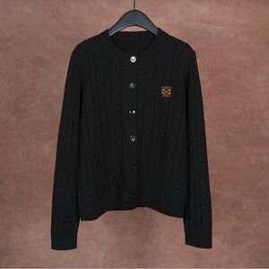 Loewe Black Knit Cardigan with Logo Detail